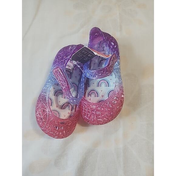 Wonder Nation Infant Girls Jelly Shoes Sandals sz 3 Red, Blue Purple Hook & Loop - Picture 1 of 6